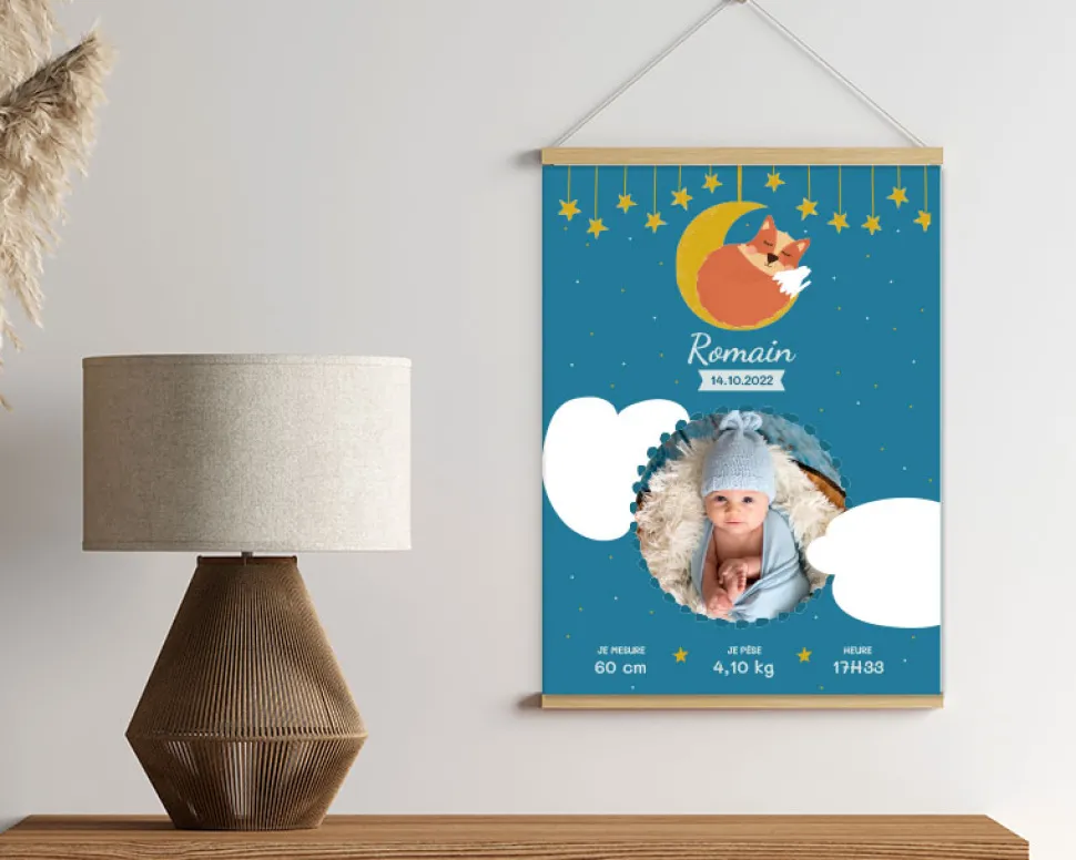 Affiche naissance personnalisée - Renard