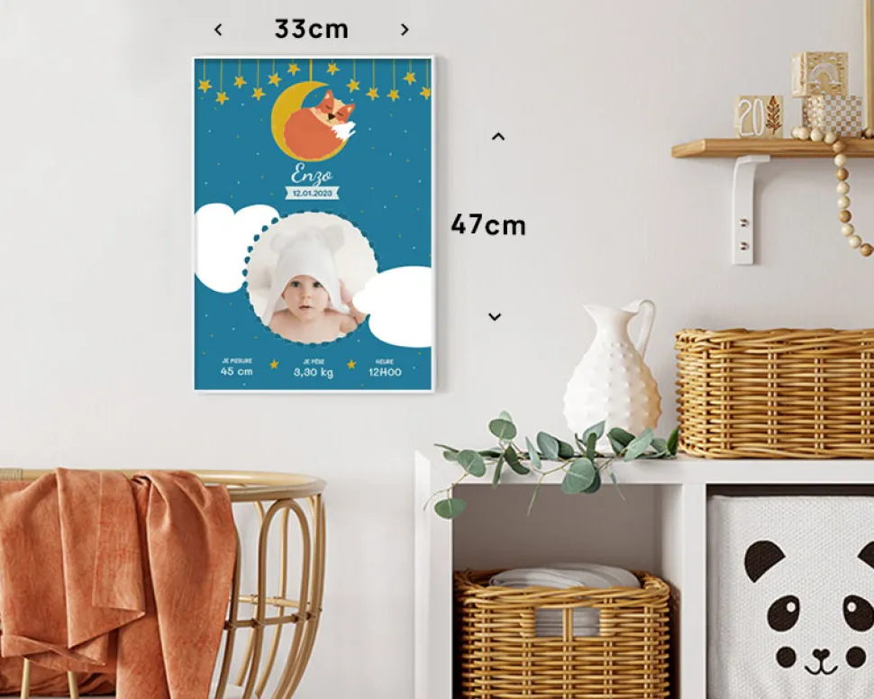 Affiche naissance personnalisée - Renard