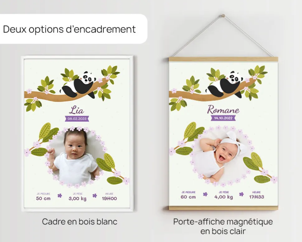 Affiche naissance personnalisée - Panda