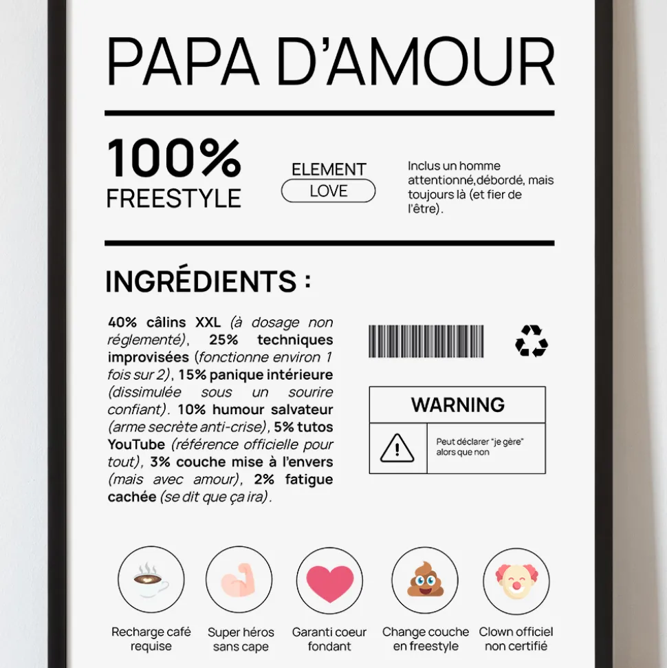 Affiche personnalisée - Composition d'un jeune papa