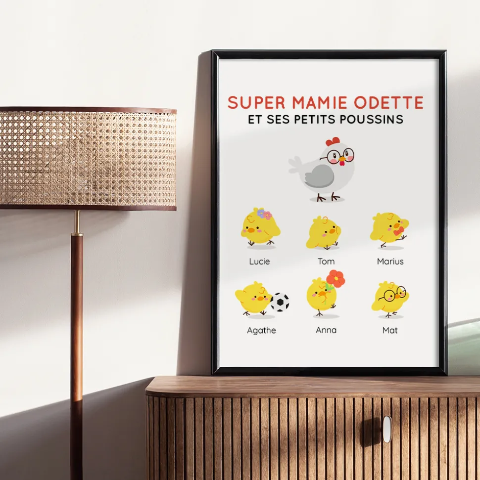 Affiche personnalisée - Famille poussins