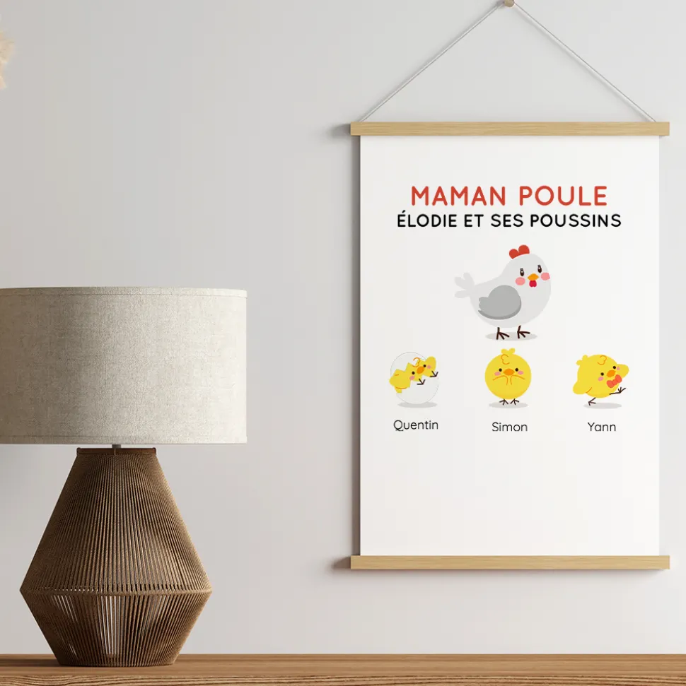 Affiche personnalisée - Famille poussins