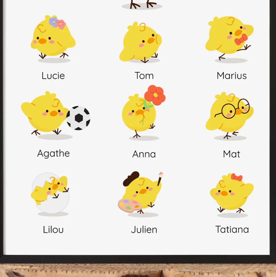 Affiche personnalisée - Famille poussins