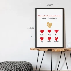 Affiche personnalisée - Mamie et ses petits coeurs
