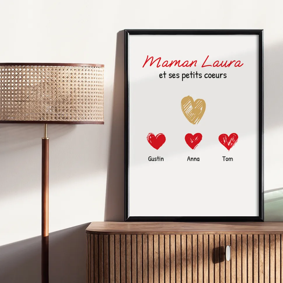 Affiche personnalisée - Maman et ses petits coeurs
