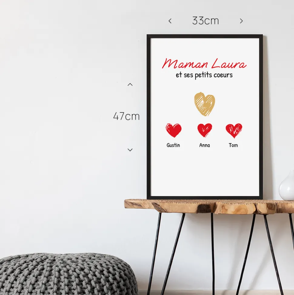 Affiche personnalisée - Maman et ses petits coeurs