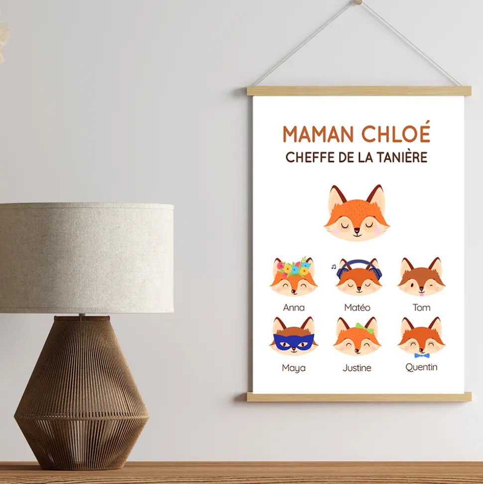 Affiche personnalisée - Maman Renard et sa meute