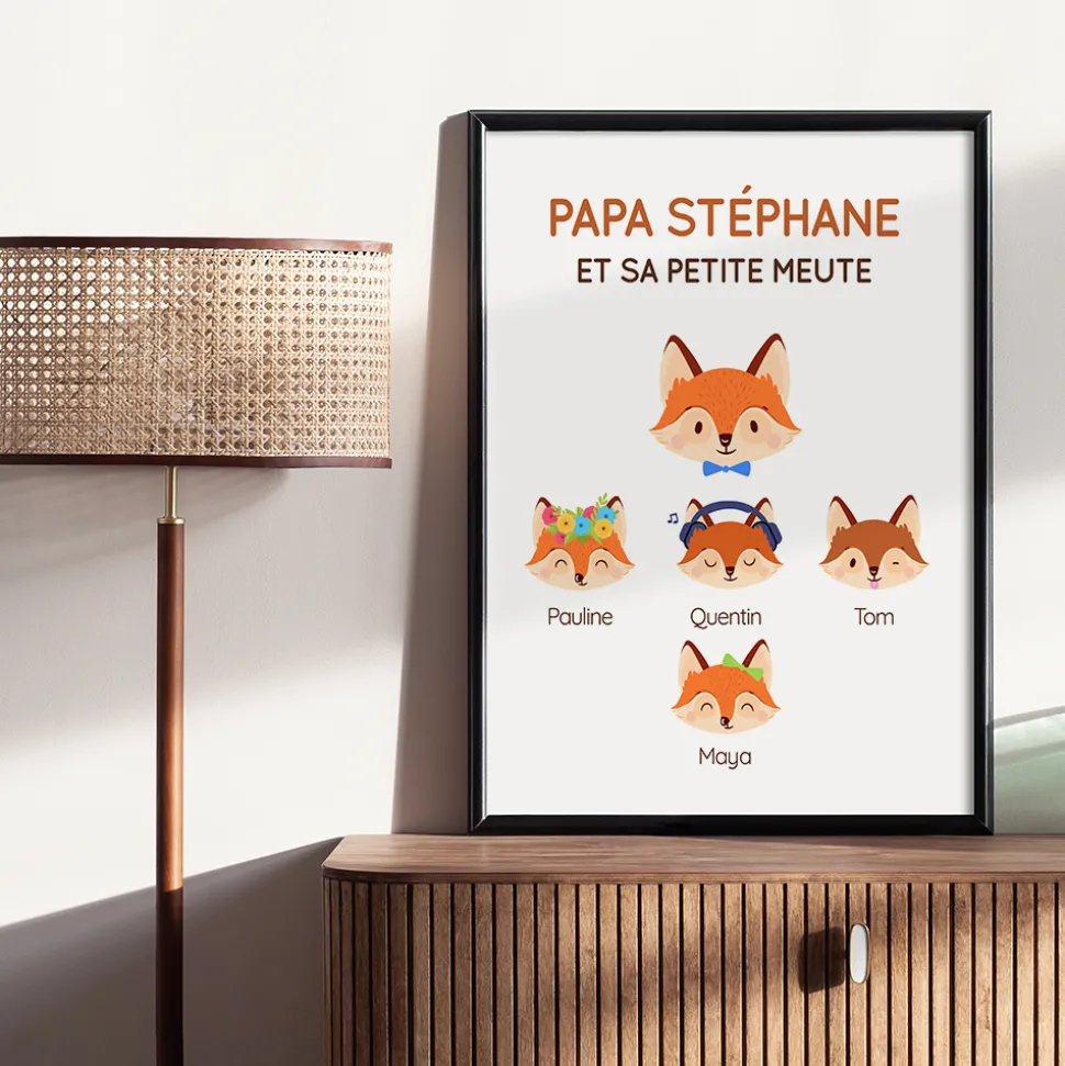 Affiche personnalisée - Papa Renard et sa meute