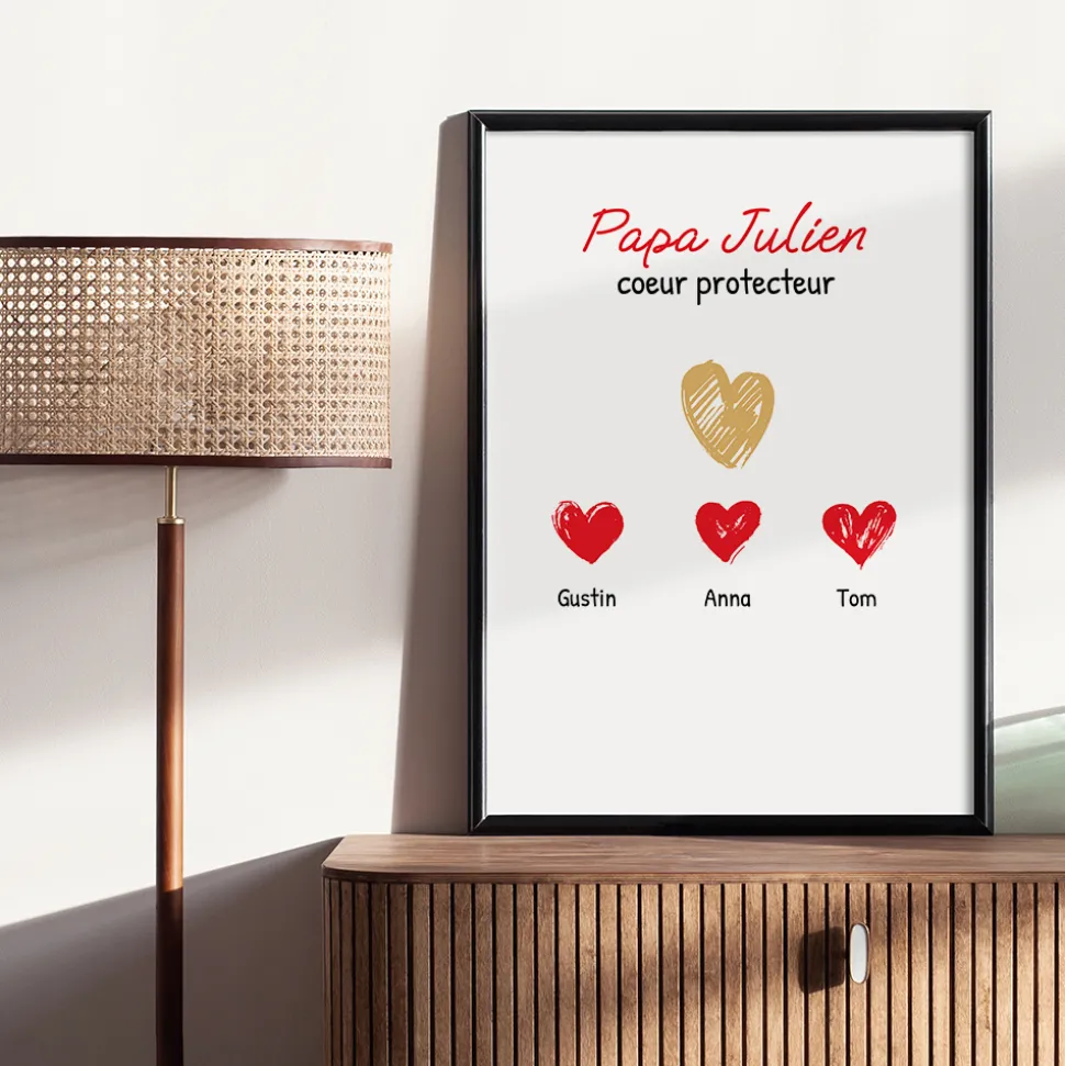 Affiche personnalisée - Papa et ses petits coeurs