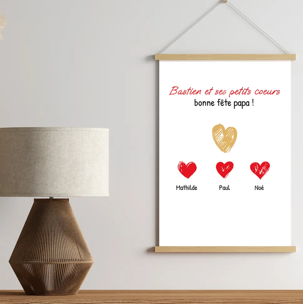 Affiche personnalisée - Papa et ses petits coeurs