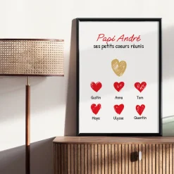 Affiche personnalisée - Papi et ses petits coeurs