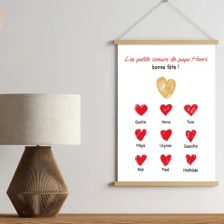 Affiche personnalisée - Papi et ses petits coeurs