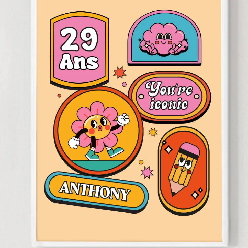 Affiche personnalisée - Stickers Rétro