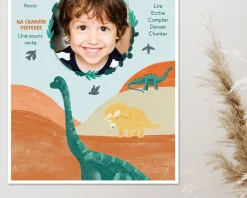 Affiche personnalisée enfant anniversaire - Dinosaure