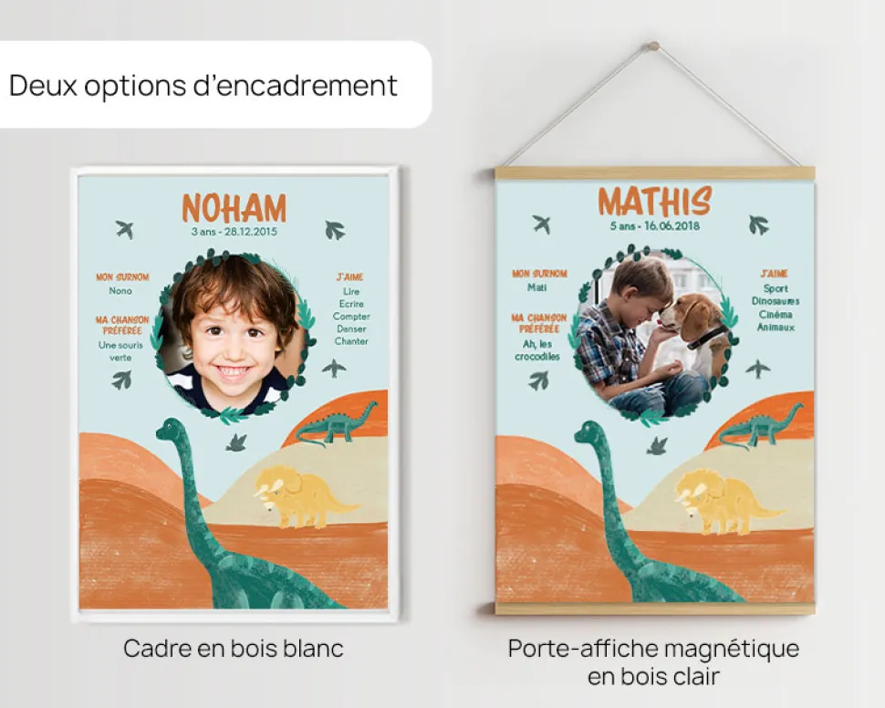 Affiche personnalisée enfant anniversaire - Dinosaure