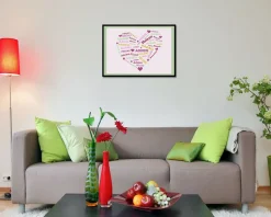Affiche personnalisée prénoms - Coeur Famille