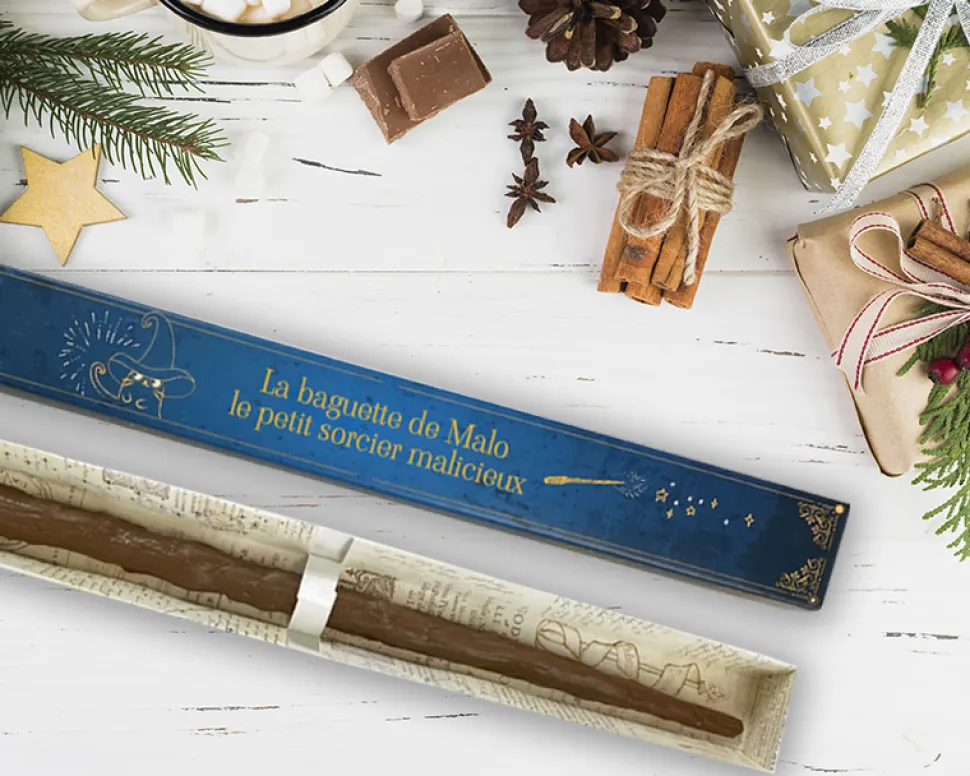Baguette de sorcier personnalisée en chocolat