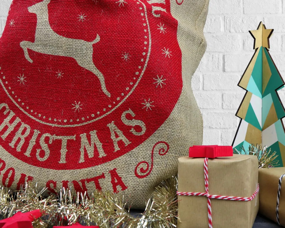 Baluchon de Noël XXL en toile de jute