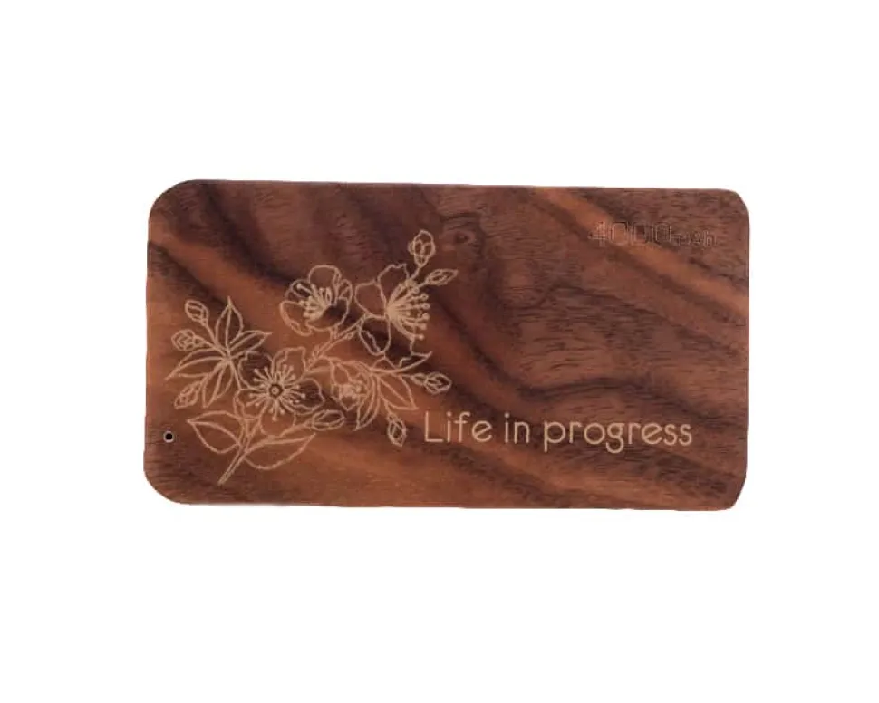Batterie Externe en bois personnalisable grand format 4000 mAh - Fleur