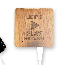 Batterie Externe en bois personnalisable 5000 mAh - Let's Play
