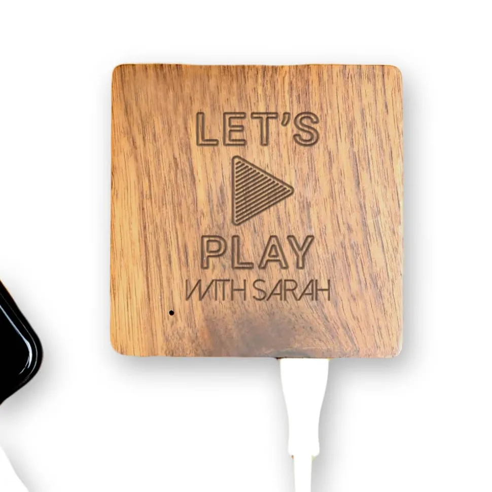 Batterie Externe en bois personnalisable 5000 mAh - Let's Play
