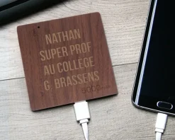 Batterie Externe en bois personnalisable 5000 mAh - Merci Maîtresse, Maître et ATSEM