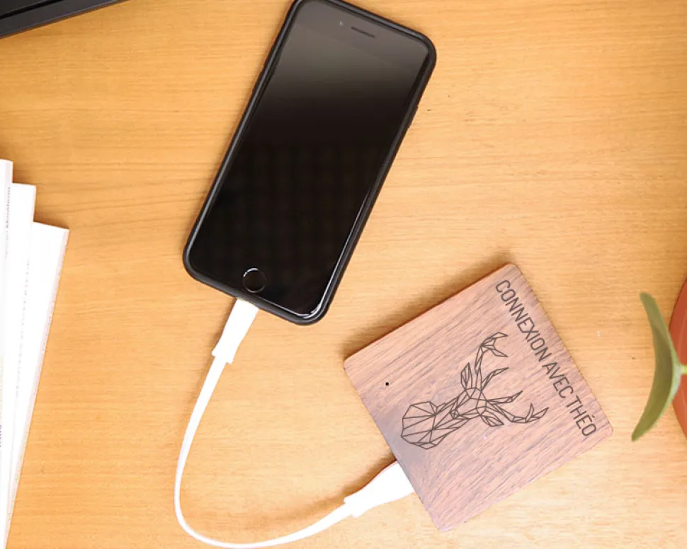 Batterie Externe en bois personnalisable 5000 mAh - Nature Connect