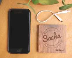 Batterie Externe en bois personnalisable 5000 mAh - Prénom