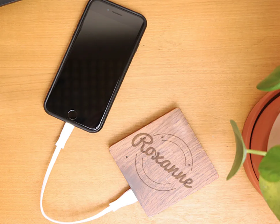 Batterie Externe en bois personnalisable 5000 mAh - Prénom