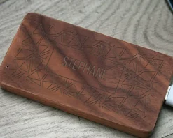 Batterie Externe en bois personnalisable grand format 4000 mAh - Prénom
