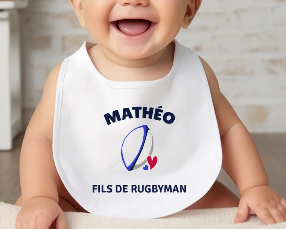 Bavoir bébé personnalisé - Rugby