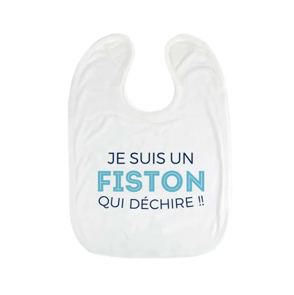 Bavoir bébé personnalisable - Collection 'Je déchire' - Modèle Bleu