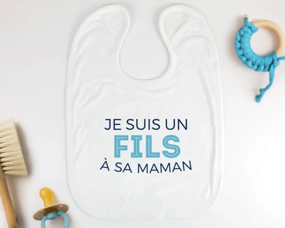 Bavoir bébé personnalisable - Collection 'Je déchire' - Modèle Bleu