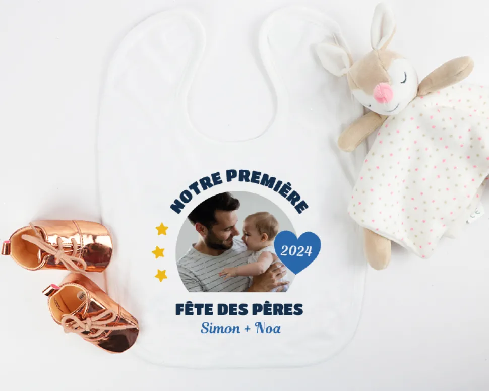 Bavoir bébé Personnalisable - Première Fête des Pères