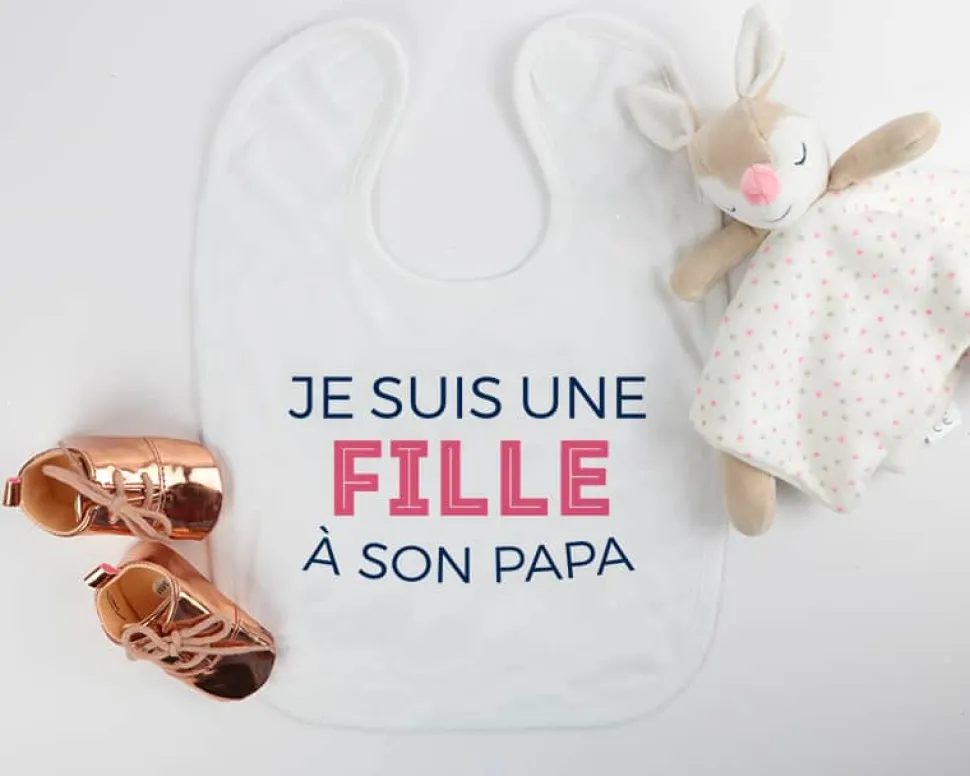 Bavoir bébé personnalisable - Collection 'Je déchire' - Modèle Rose