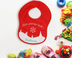 Bavoir personnalisé et brodé pour bébé - Premier Noël