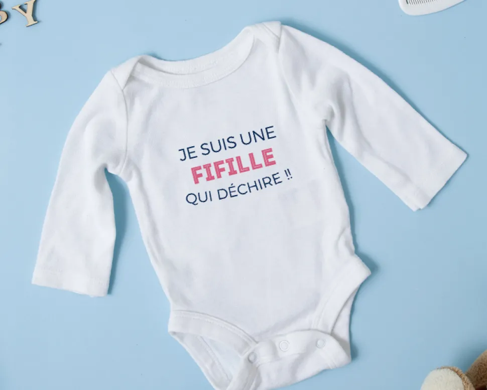 Body personnalisé pour bébé - Collection 'Je déchire' - Modèle Rose