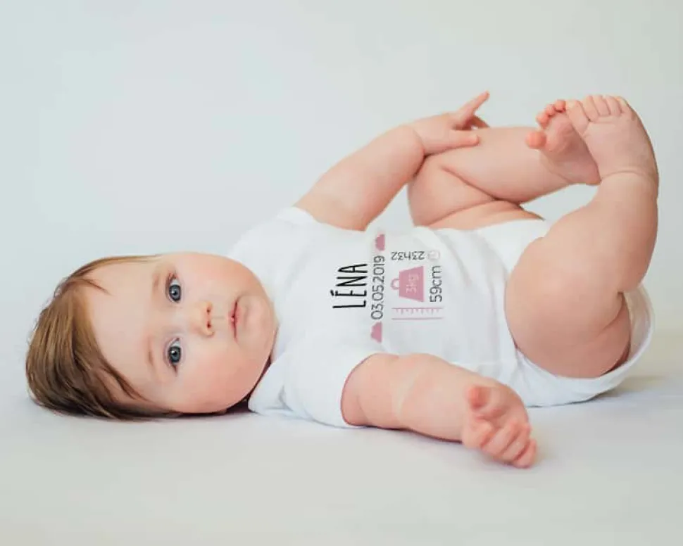 Body personnalisé pour bébé - Naissance - Rose