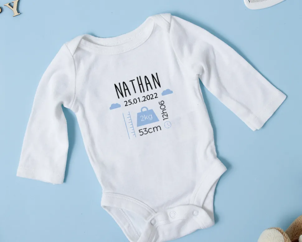 Body personnalisé pour bébé - Naissance - Bleu