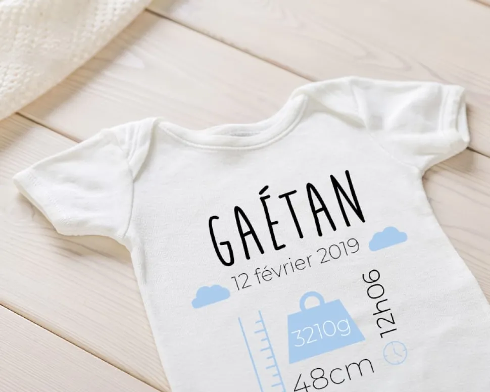 Body personnalisé pour bébé - Naissance - Bleu