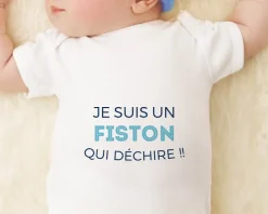 Body personnalisé pour bébé - Collection 'Je déchire' - Modèle Bleu