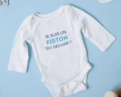 Body personnalisé pour bébé - Collection 'Je déchire' - Modèle Bleu