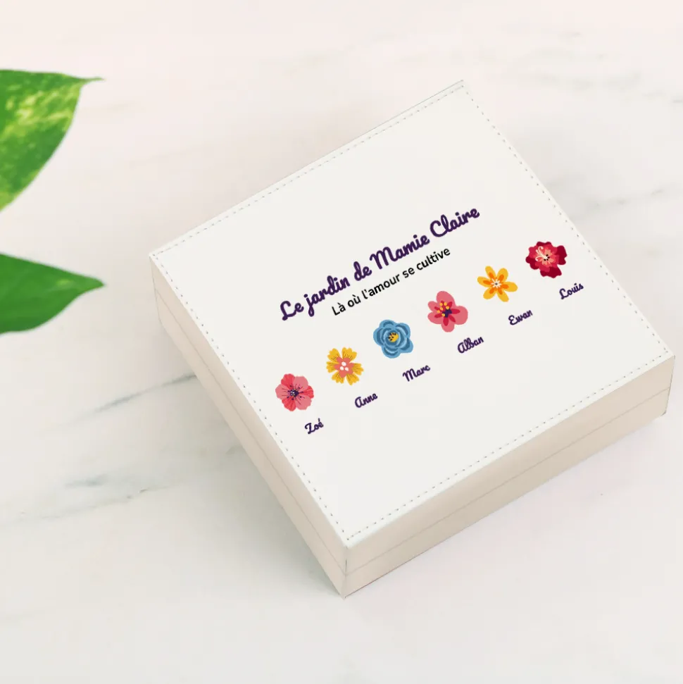 Boite à bijoux personnalisée - Famille fleurs