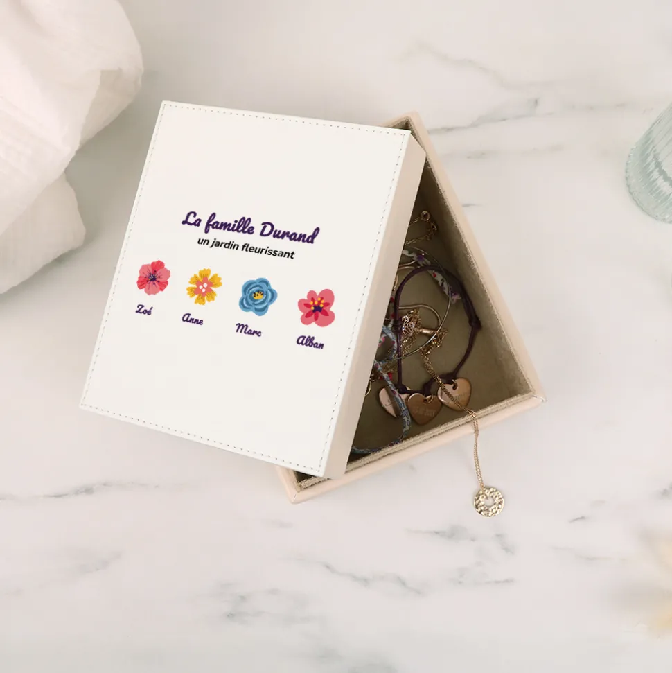 Boite à bijoux personnalisée - Famille fleurs
