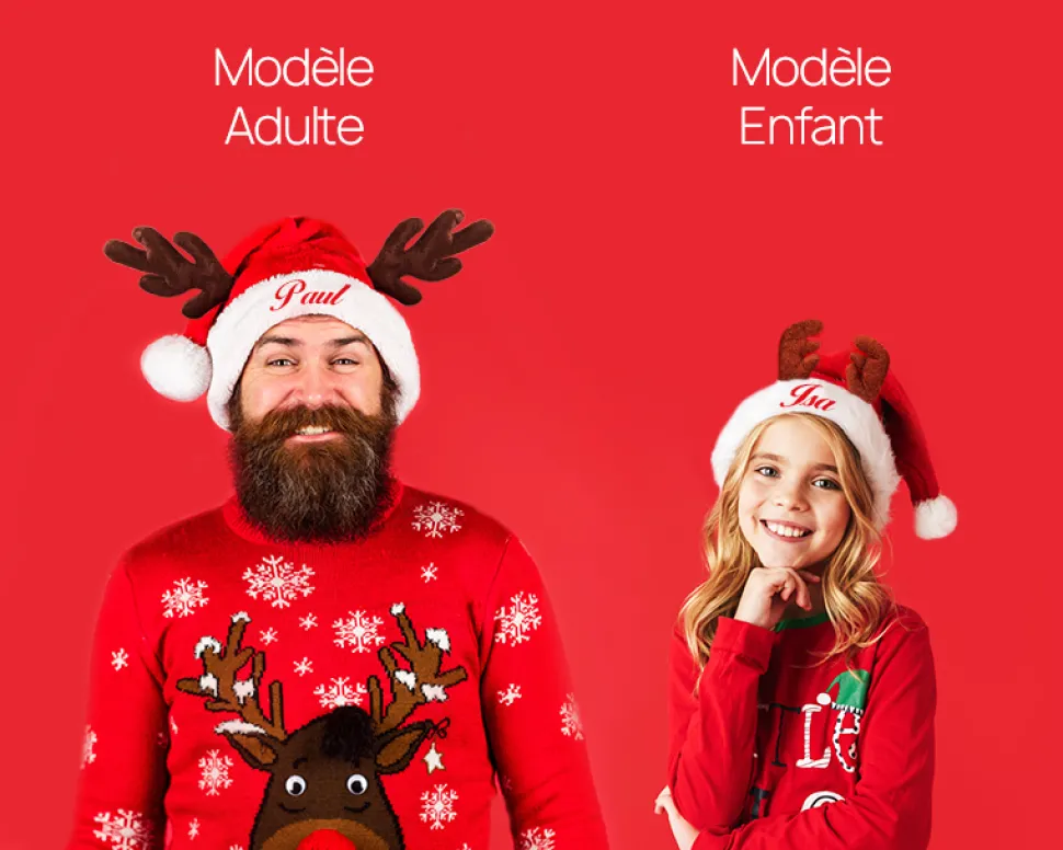 Bonnet de Noël personnalisable pour adulte et enfant