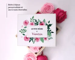 Boîte à bijoux personnalisable et ses 6 Roses Éternelles