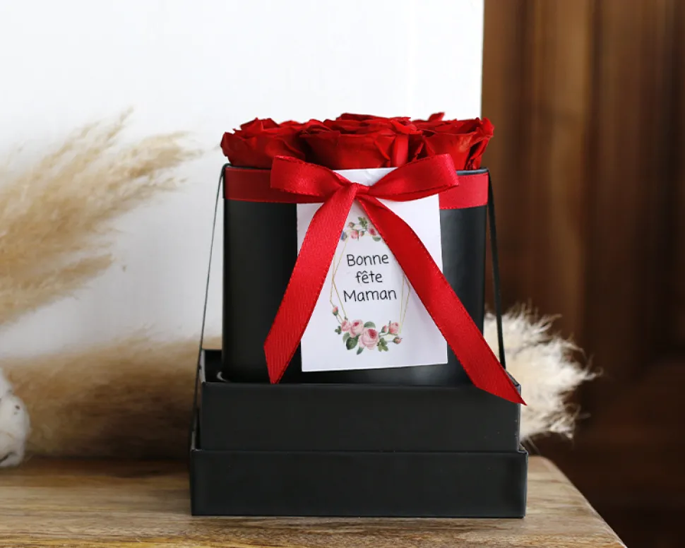 Boîte à roses éternelles personnalisée - Message
