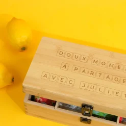Boîte à thé gravée personnalisée - Scrabble