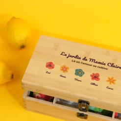 Boîte à thé personnalisée - Famille fleurs