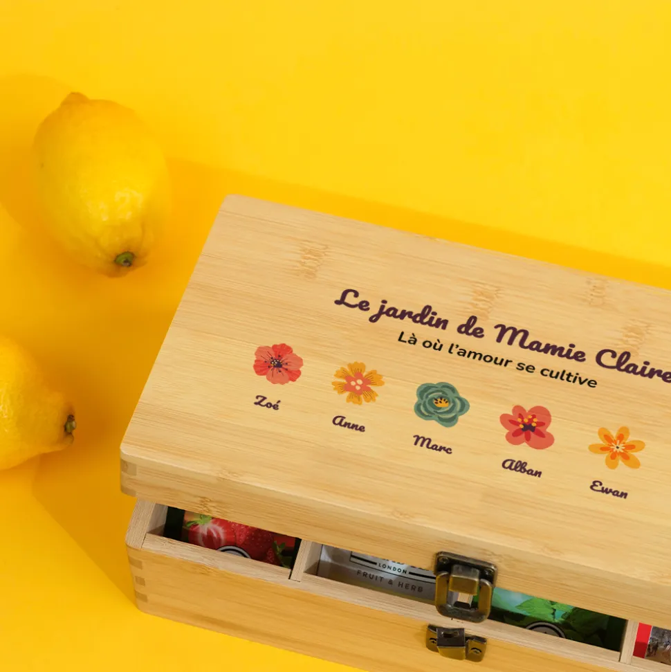 Boîte à thé personnalisée - Famille fleurs